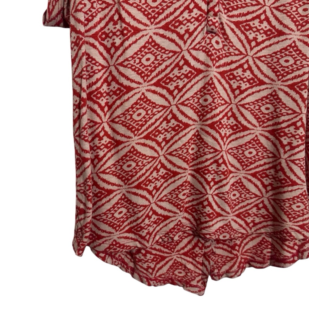 ❌❌❌Lucky Brand Vintage Y2K Large Top Orange Boho Short Sleeve Floral V-Neck Knit - Picture 3 of 7